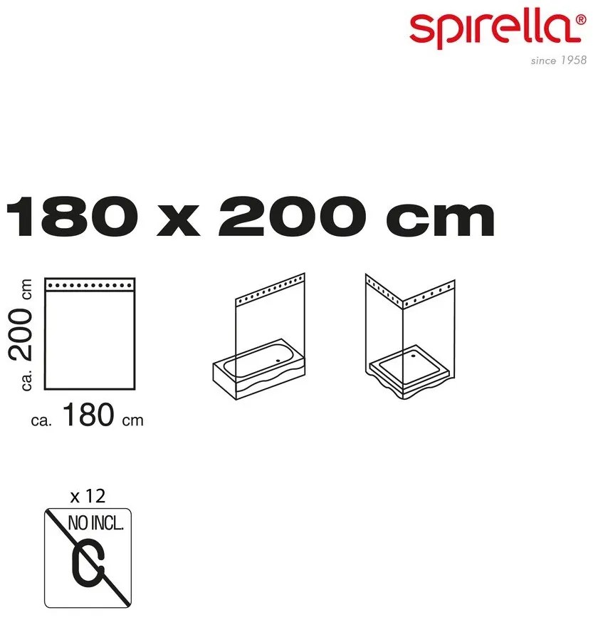 Zasłona prysznicowa 180x200 cm Primo – Spirella