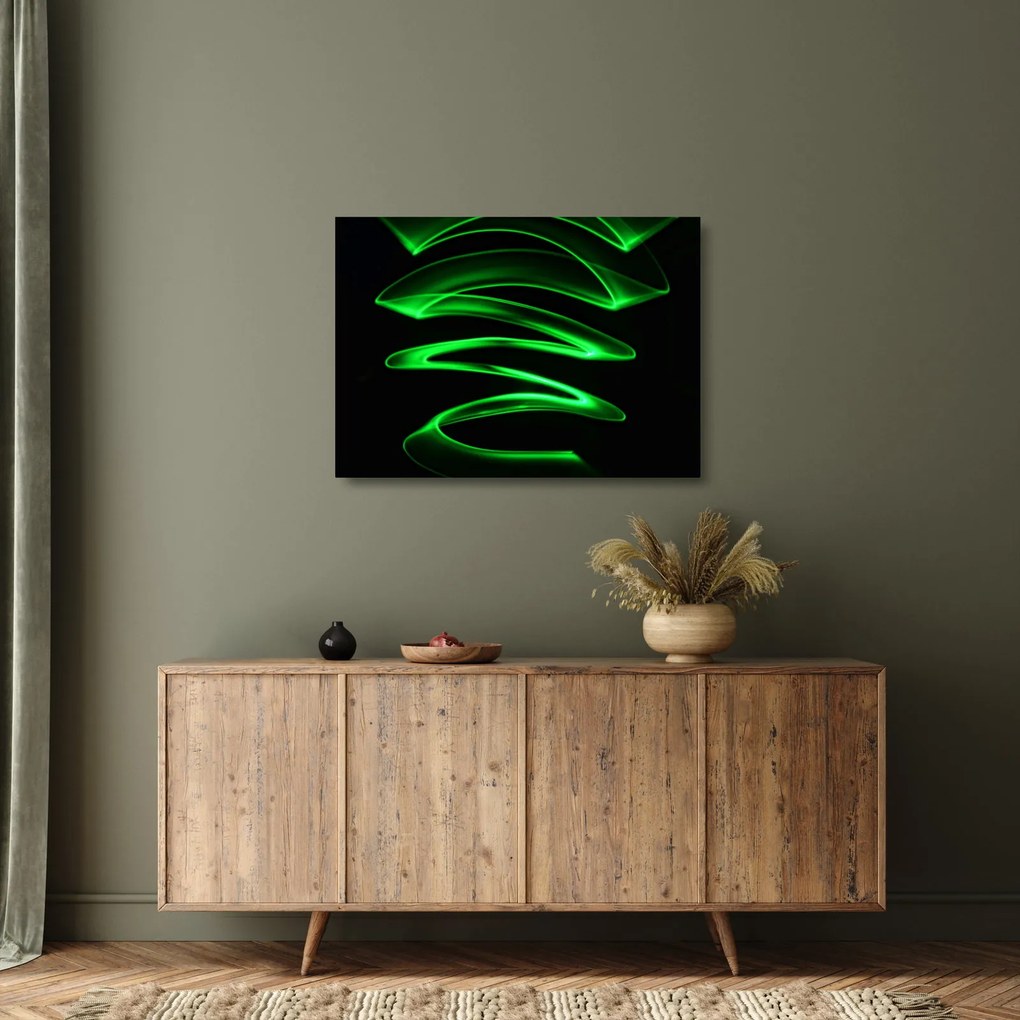 Obraz na szkle - neonowe fale (70x50 cm)