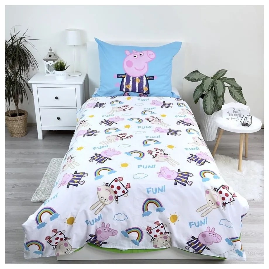 Bawełniana fluorescencyjna pościel dziecięca jednoosobowa 140x200 cm Peppa Pig – Jerry Fabrics