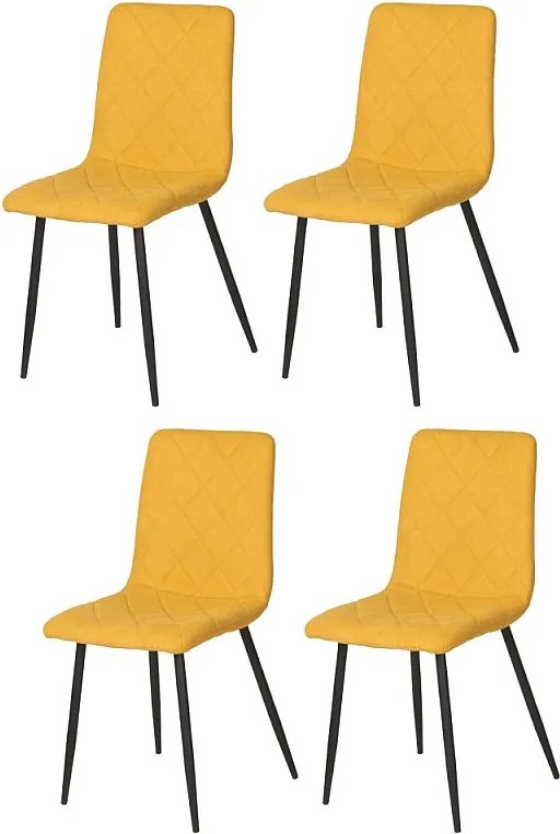 Zestaw krzeseł 4 szt. - tkanina i czarny metal - szary - DALIA