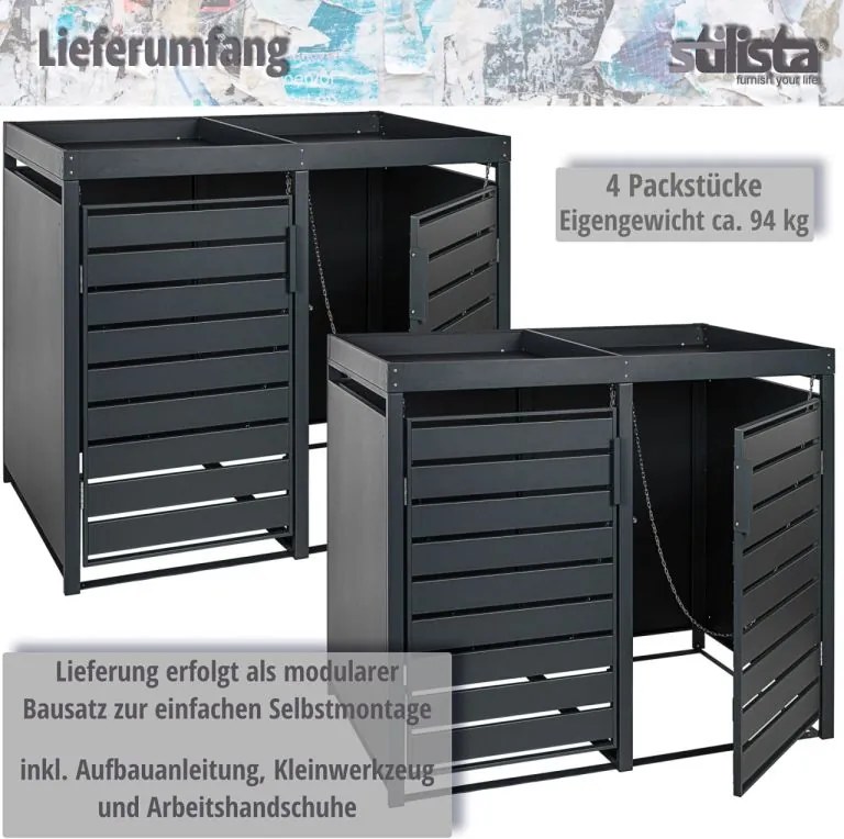 STILISTA OSŁONA ŚMIETNIKOWA ANTRACYT OBU. NA CZTERY KOSZE