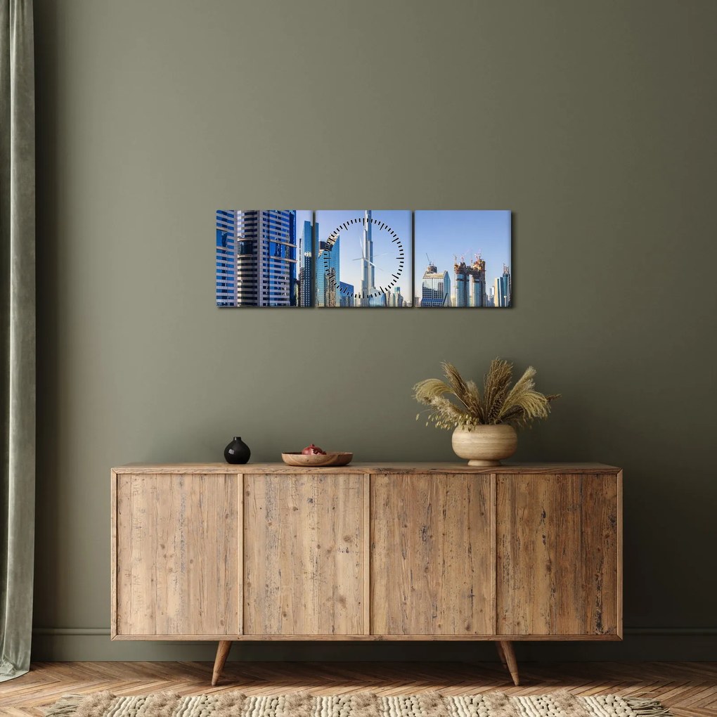Obraz - Dubaj rano (z zegarem) (90x30 cm)