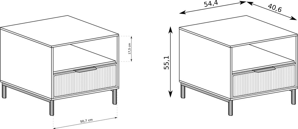 Szafka Nocna 169 ZIGO 54,5 cm Stolik Nocny do Sypialni