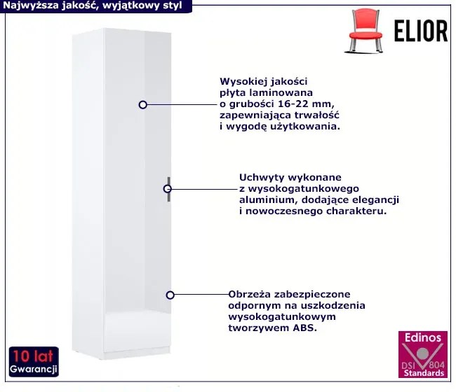 Biały nowoczesny regał słupek zamykany P9-N62