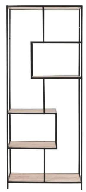 Czarno-naturalny regał w dekorze dębu 77x185 cm Seaford – Actona