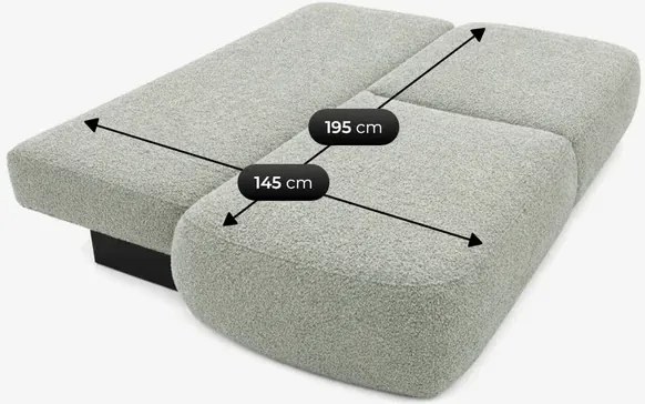 Sofa AVERIO Rozkładana Dwuosobowa Szara Boucle Japandi