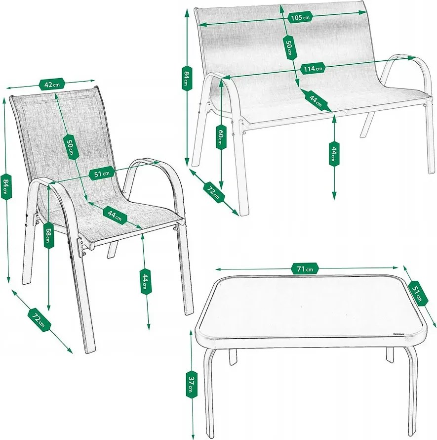 Beżowy komplet mebli ogrodowych T4-H64