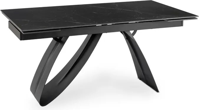 Stół Rozkładany Prostokątny DEVON 160-220 cm Ceramiczny Czarny Marmur/Czarny Nowoczesny