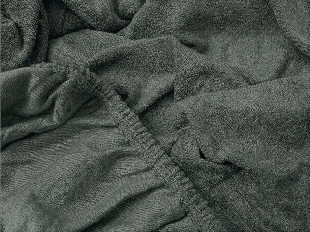 PrzytulneMieszkanie.pl Frotte prześcieradło EXCLUSIVE zielonoszare 200x220 cm