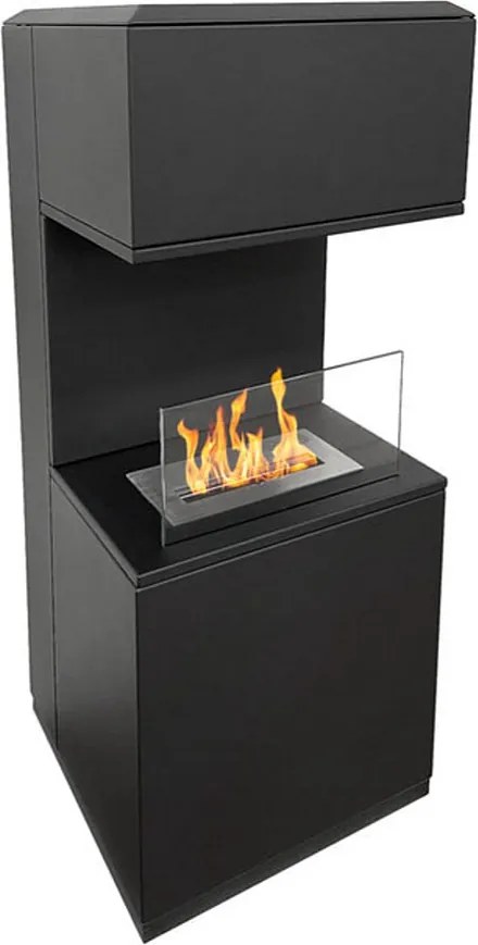Kominek na bioetanol Oslo, wolnostojący biokominek ze stali czarnej, dł. 38xgł. 38xwys. 100 cm