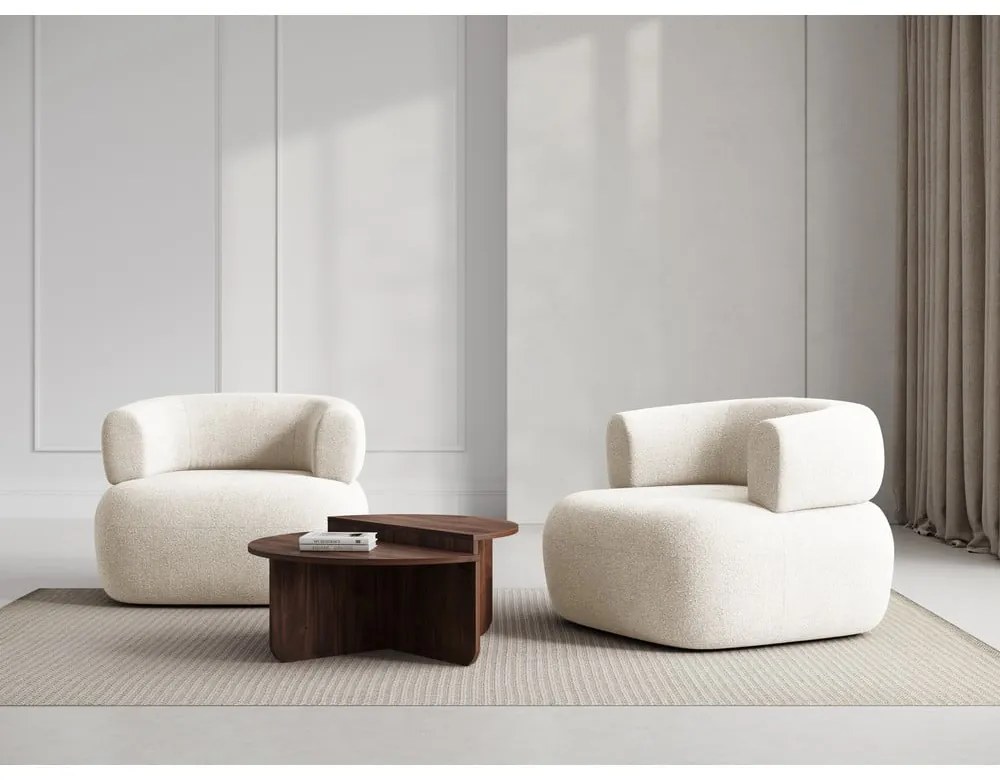 Beżowy fotel z materiału bouclé Jenny – Micadoni Home
