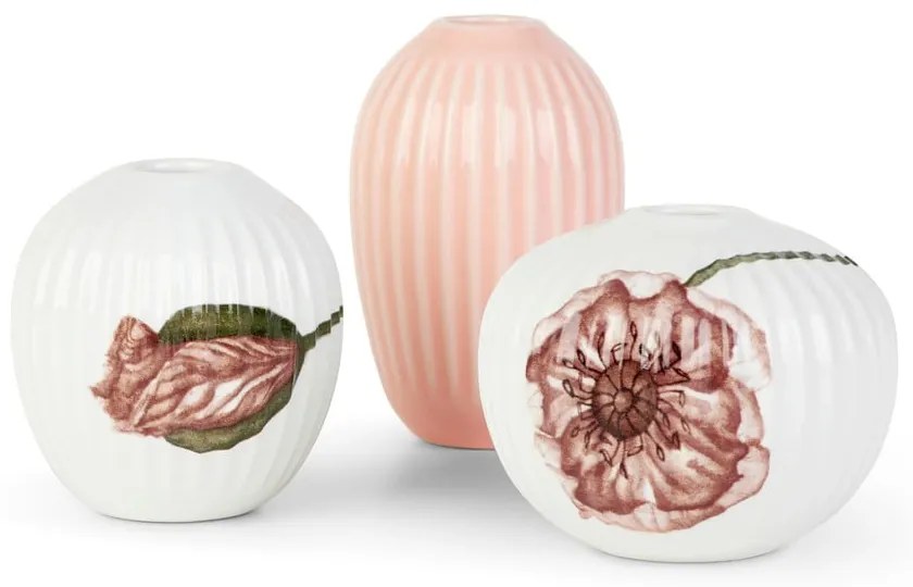 Zestaw 3 miniaturowych porcelanowych wazonów Kähler Design Hammershøi Poppy