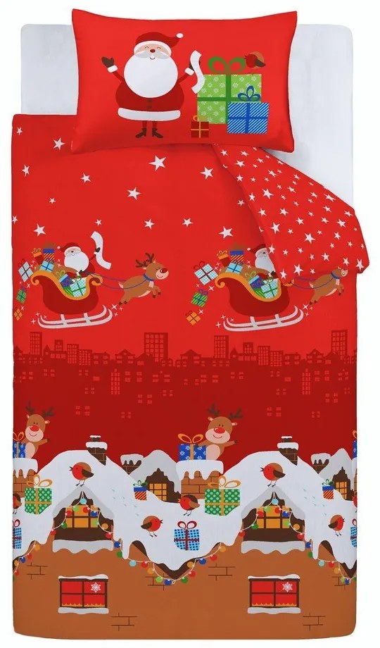 Czerwona pościel dziecięca do łóżeczka 120x150 cm Santa's Christmas Presents – Catherine Lansfield