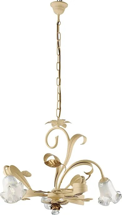 Żyrandol koszykowy z żeliwa lakierowanego na kolor kości słoniowej, 3 światła, 104 Ø59 BL274-3-AV