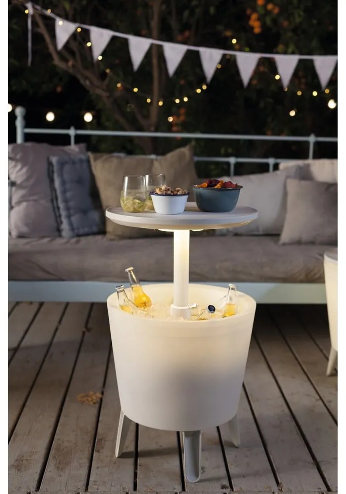 Okrągły stolik ogrodowy z pojemnikiem na lód 49.5x49.5 cm Illuminated cool – Keter