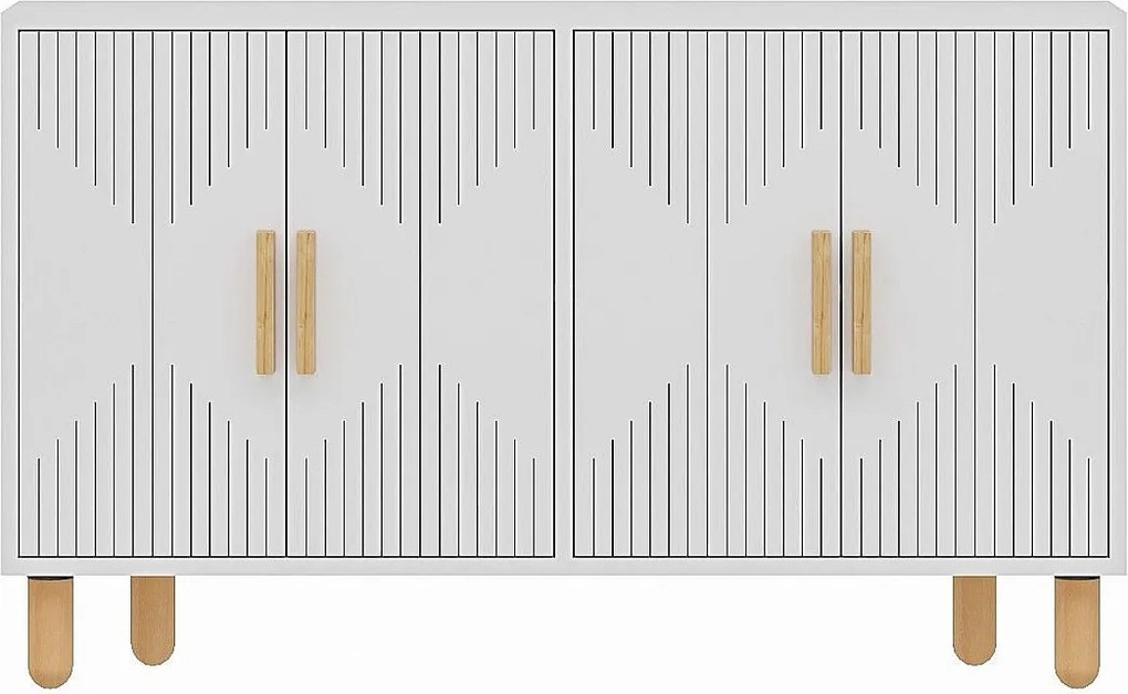 Komoda – 120 cm x 73,6 cm x 29,6 cm – Biała – Płyta wiórowa