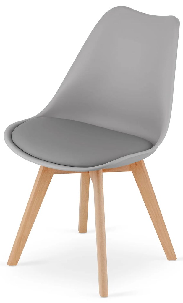 Zestaw jadalniany 1 + 4, biały stół ADRIA 120x80 cm + jasnoszare krzesło BALI MARK z bukowymi nogami