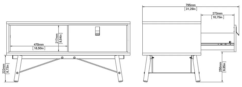 Ciemnobrązowy stolik 48x102 cm Ry – Tvilum