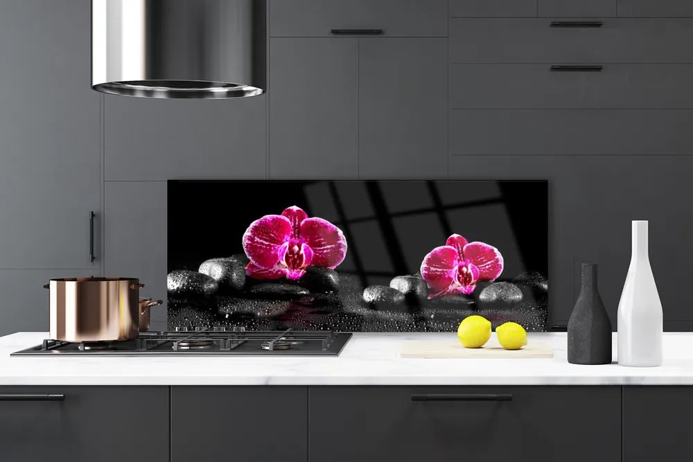 Panel Szklany do Kuchni Biała Orchidea W Zbliżeniu