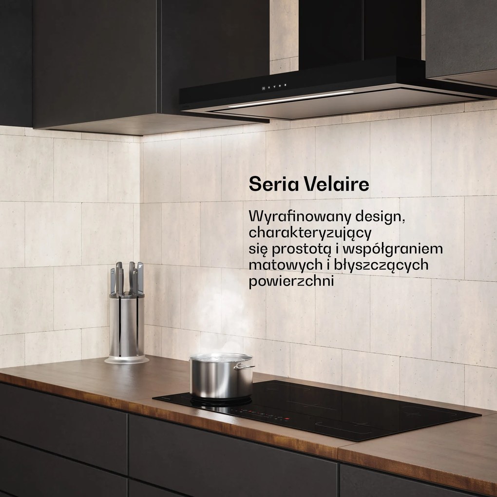 Klarstein Velaire 90cm Ekstrakcja/Recyrkulacja Okap przyścienny Czarny