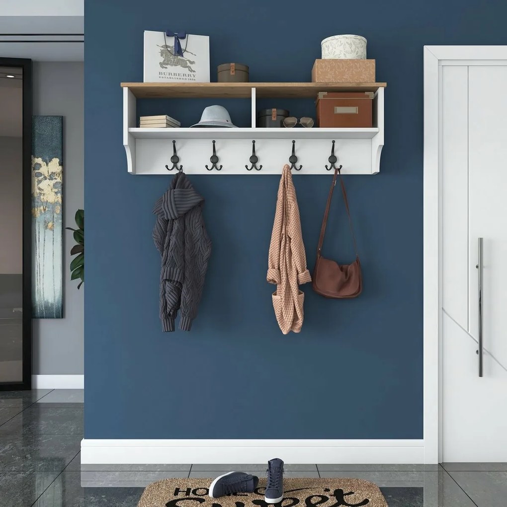 Wieszak ścienny Polo White and Walnut