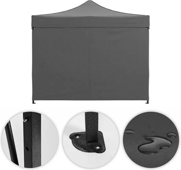 Pawilon ogrodowy eventowy FGA4, 3x3 m, automatyczny ze ściankami - namiot zamykany, szary