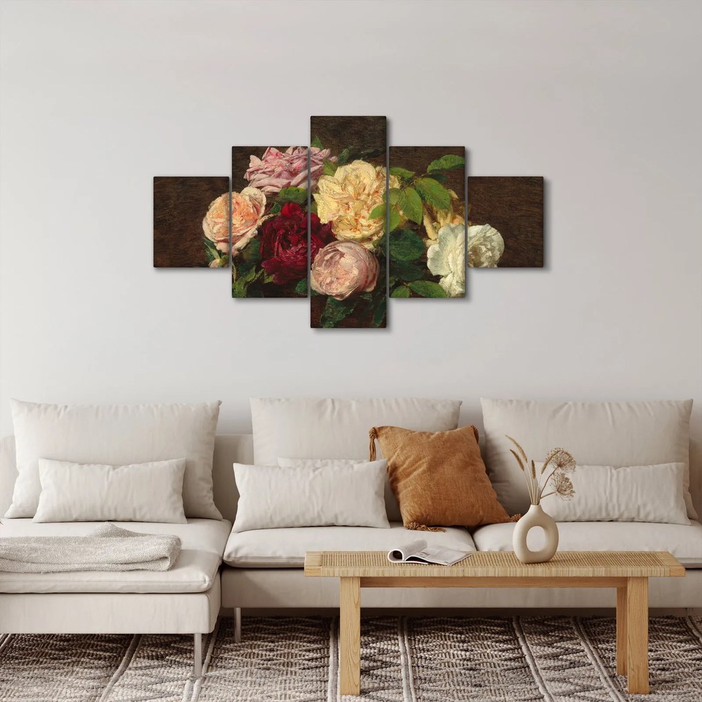 Obraz - Henri Fantin-Latour, Roses de Nice on a Table, reprodukcje (125x70 cm)