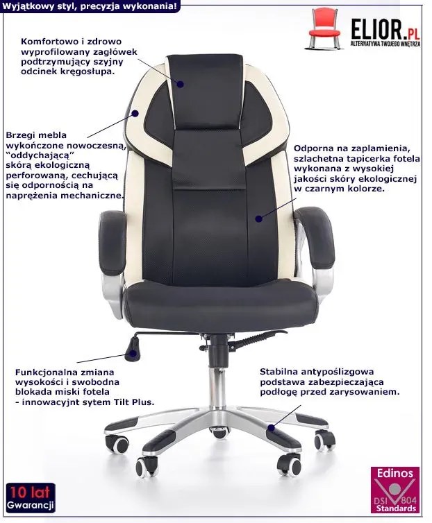 Fotel obrotowy czarno biały K8-R12