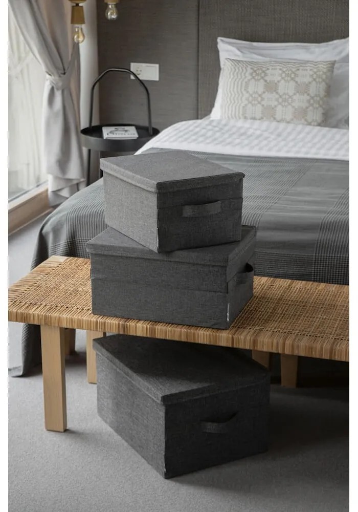 Szary tekstylny pojemnik z pokrywką 35x26x19 cm Soft Storage – Bigso
