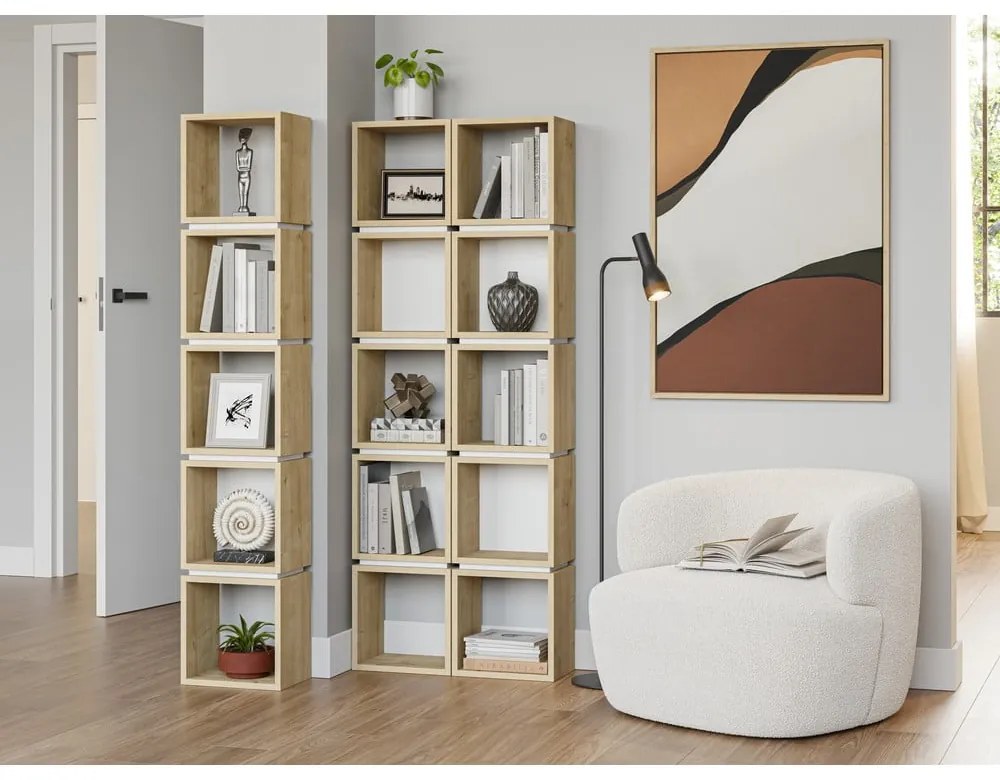 Biały regał w dekorze dębu 32x167 cm Lofty – Marckeric