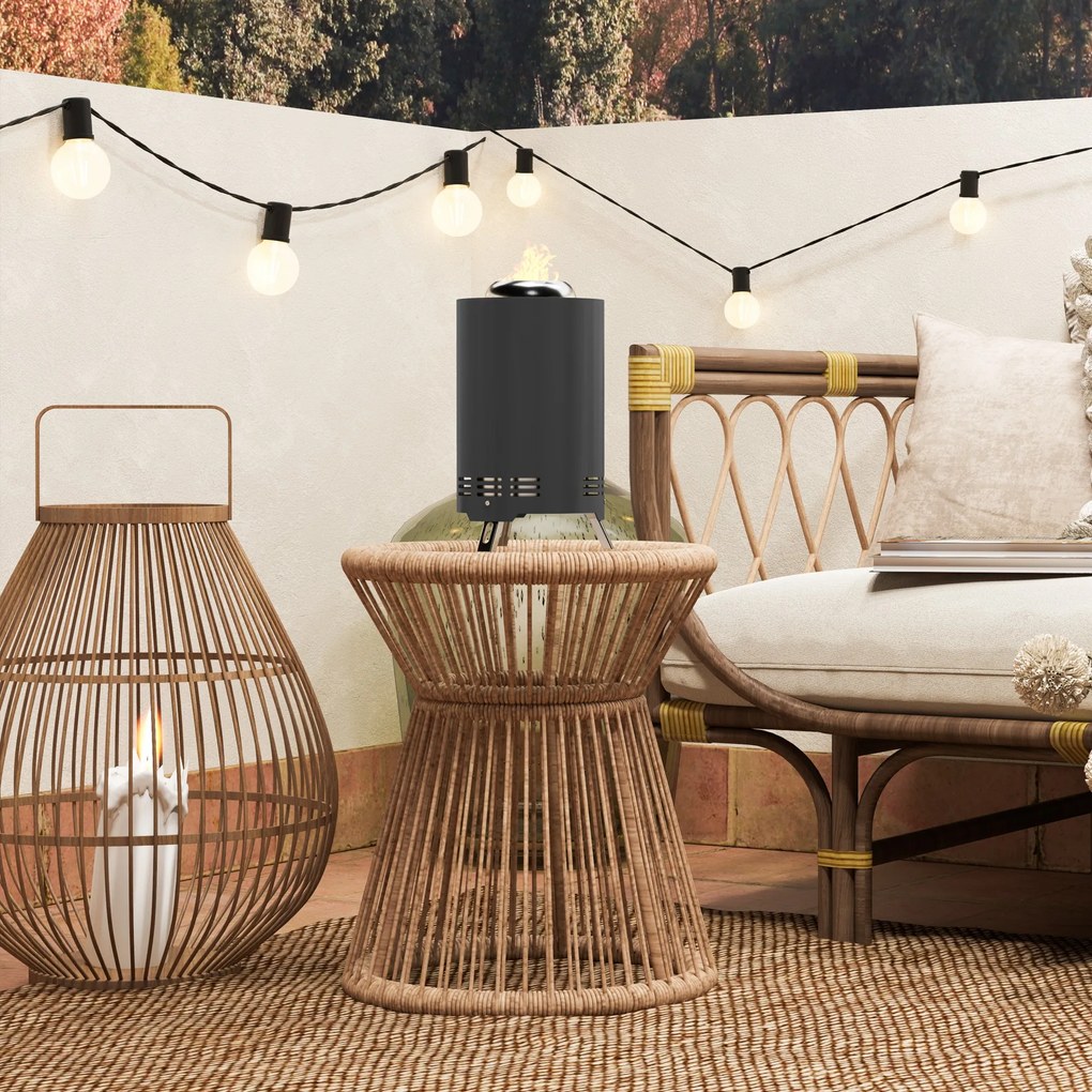 Outsunny Misa Ogniowa Ø16x25cm ze Stali Nierdzewnej z Pogrzebaczem, Bezdymne Palenisko Szare