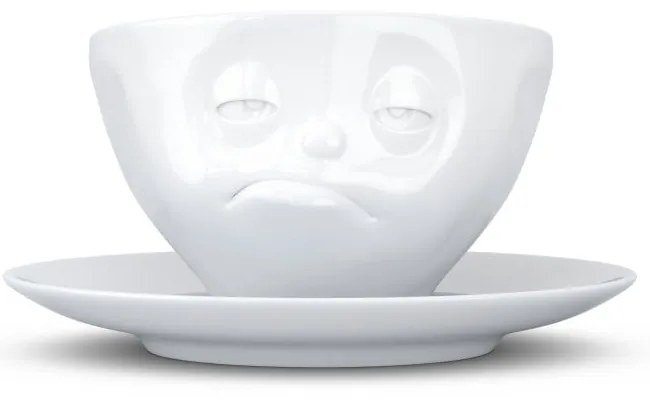 Biała porcelanowa nadąsana filiżanka ze spodkiem 58products