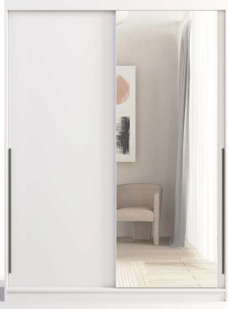 Biała dwudrzwiowa szafa przesuwna z lustrem 160 cm T3-K26