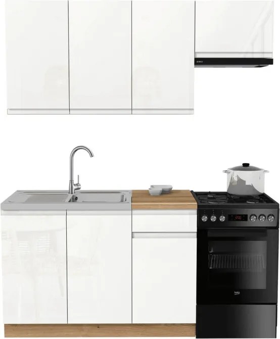 Zestaw Mebli Kuchennych MODERN 170 cm Biały Połysk Nowoczesny