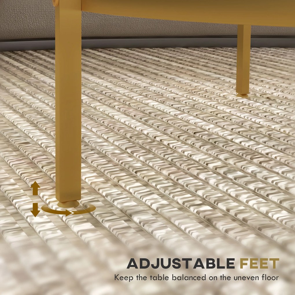 HOMCOM Stolik pomocniczy, nowoczesne wzornictwo, 2 poziomy, Ø60x43H cm, odcień złota