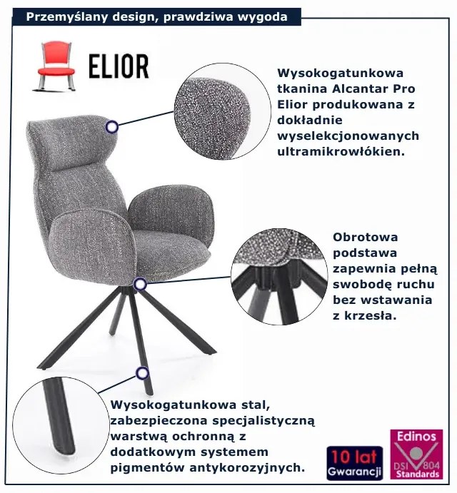 Nowoczesne krzesło z podłokietnikami szare E2-T42