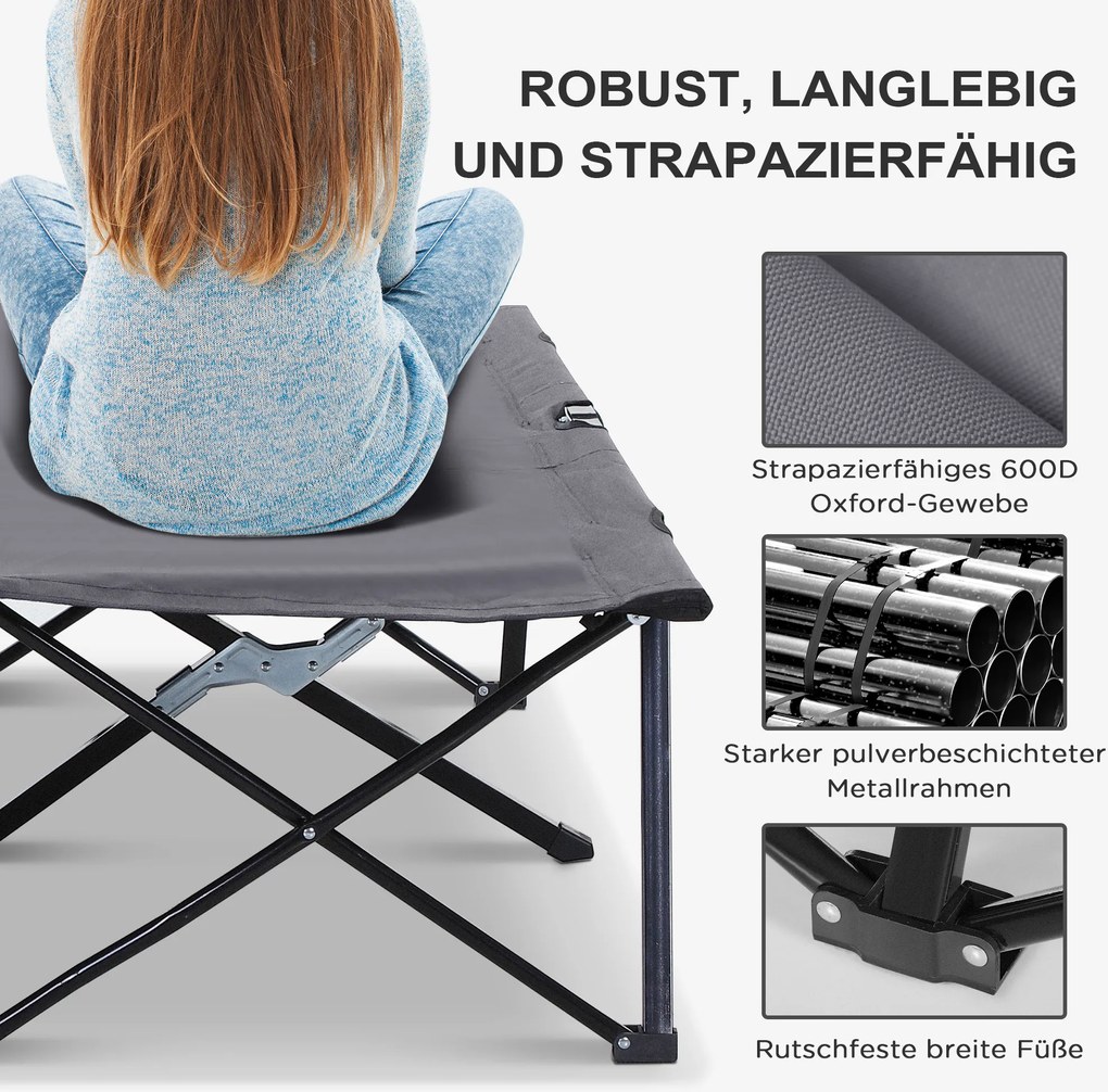 Outsunny Łóżko Kempingowe dla 2 Osób, 193D x 125S x 40W cm, Szare