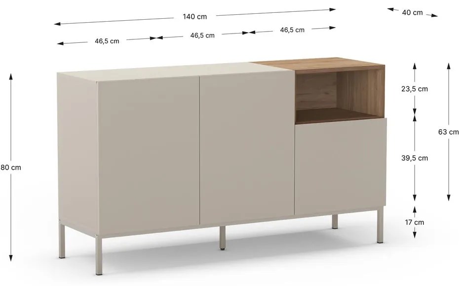 Kremowa komoda 140x80 cm Cailin – Marckeric