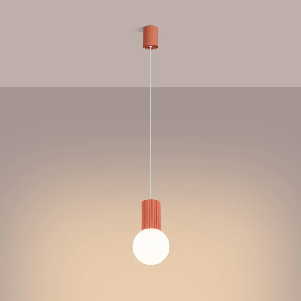 Lampa wisząca HALO 1 brzoskwiniowa ryflowana SOLLUX  LIGHTING