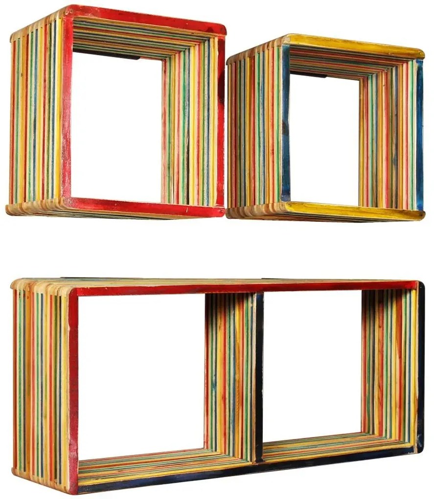 Zestaw modułowych półek ściennych z drewna odzyskanego Z5-Z01