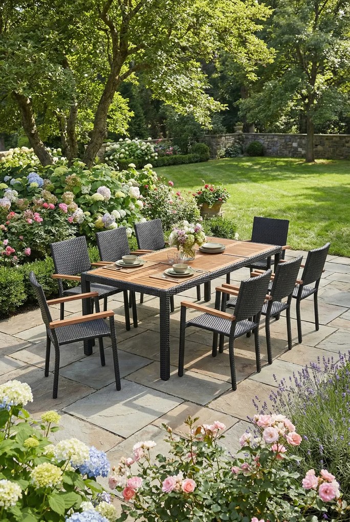 Zestaw czarno-brązowych mebli ogrodowych L4-K13