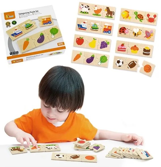 Drewniane puzzle logiczne viga toys 24 elementy