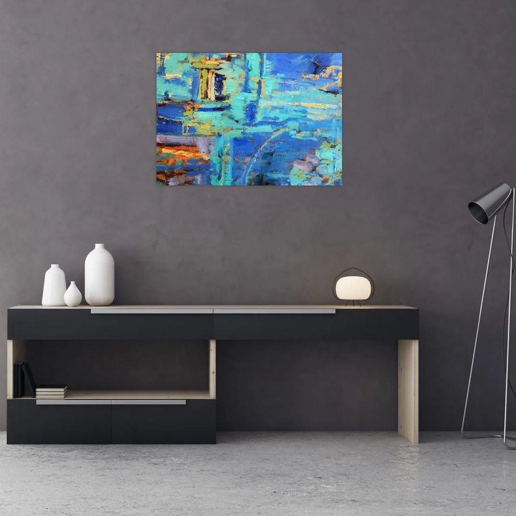 Obraz na szkle - Abstrakcyjny obraz olejny (70x50 cm)