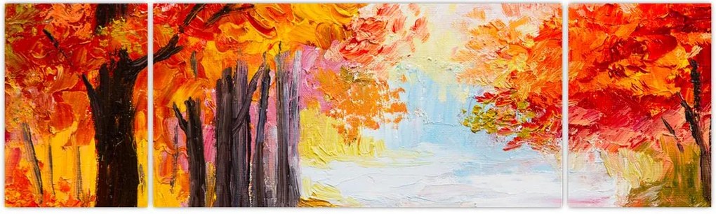 Obraz - Obraz olejny, kolorowa jesień (170x50 cm)