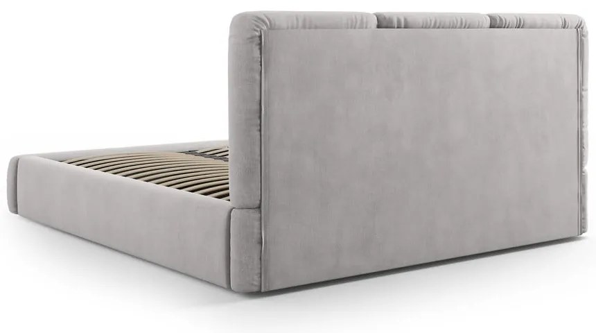 Jasnoszare tapicerowane łóżko dwuosobowe ze schowkiem i stelażem 160x200 cm Brody – Mazzini Beds
