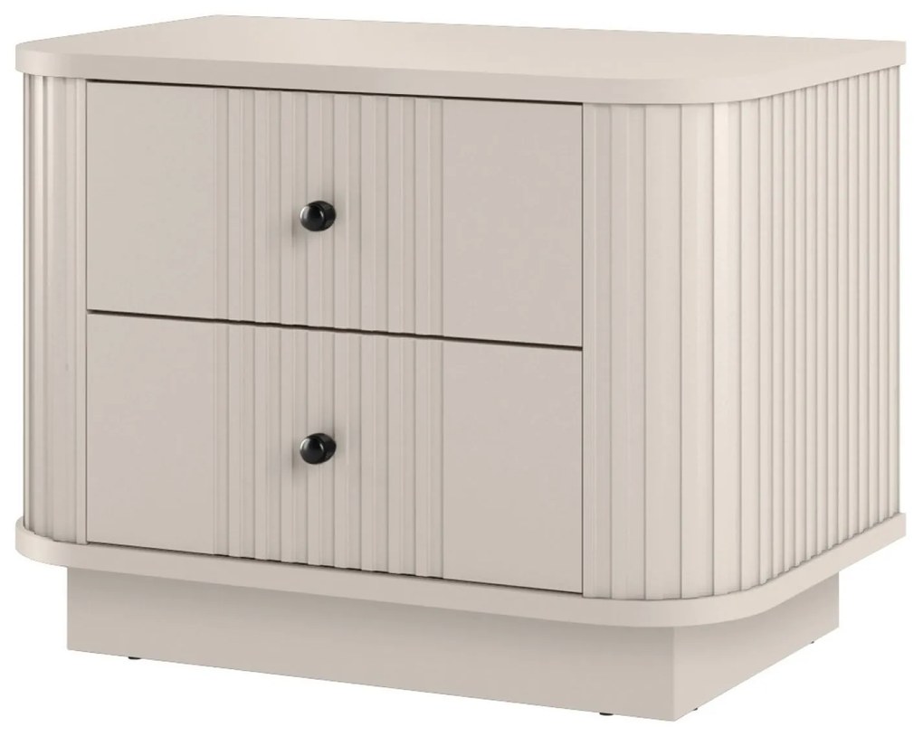 Zestaw szafek nocnych Vesper 56 cm na cokole - kaszmir / czarne uchwyty