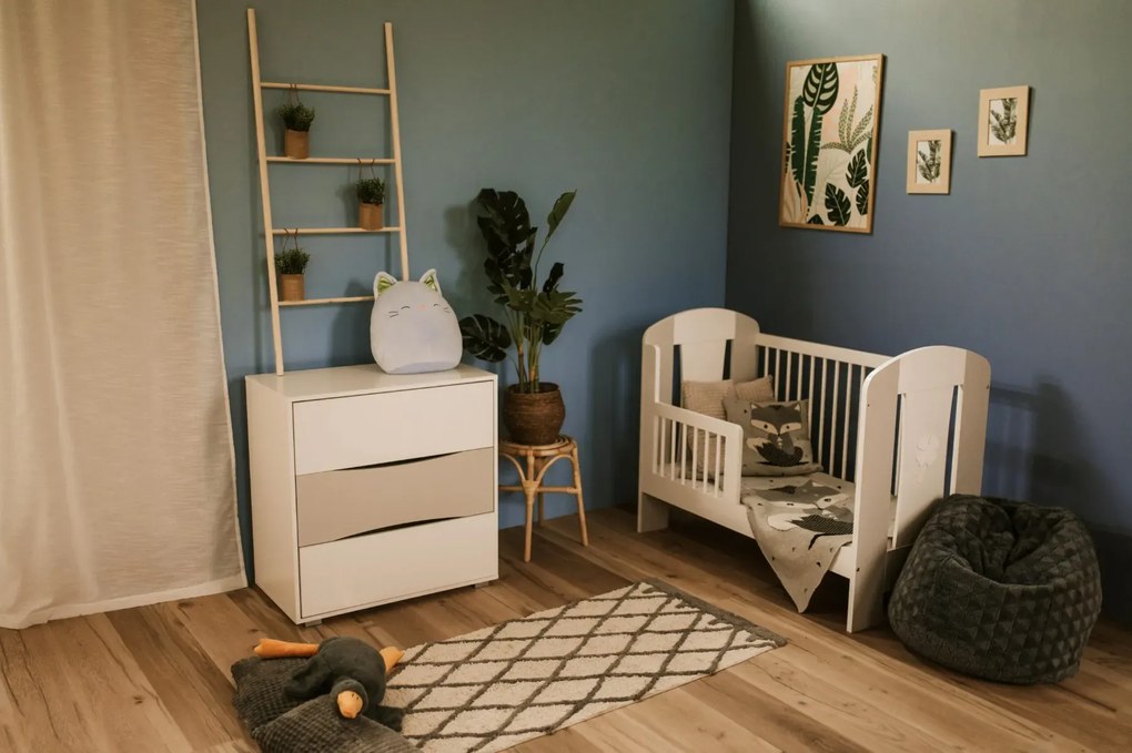 Komoda dla dzieci PATI 80cm biała/szara z przewijakiem LITTLE SKY