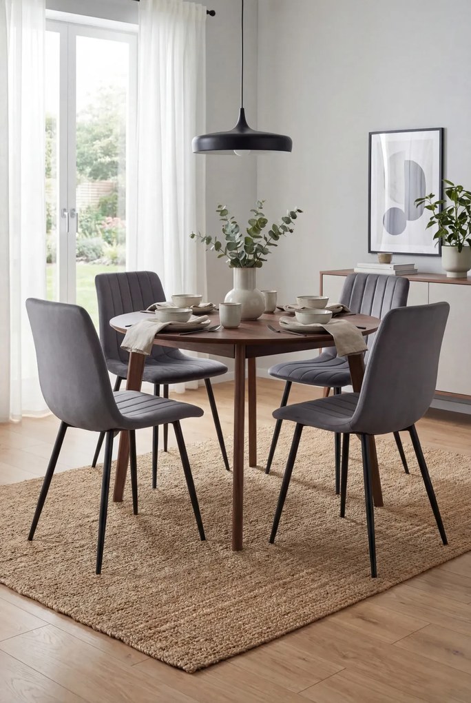 Zestaw 6 grafitowych krzeseł pikowanych A6-L73