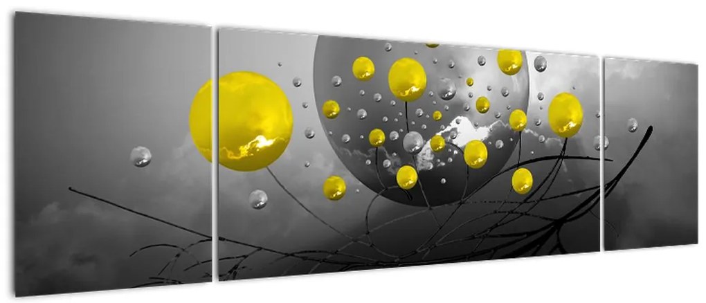 Obraz - żółte abstrakcyjne kule (170x50 cm)