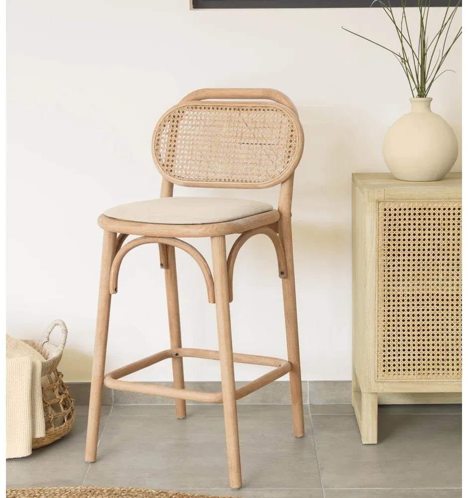 Hoker z litego drewna dębowego w naturalnym kolorze (wysokość siedziska 65 cm) Doriane – Kave Home